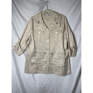 Erin London 1X‎ creamy textured Print Open Front Lightweight Jacket Women's